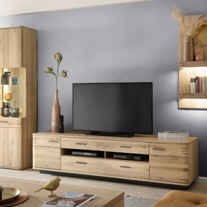 TV-Wohnwand Nr. 1 Eiche bianco teilmassiv 300 cm Sevilla - Empinio24 - 