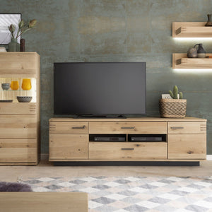 TV-Wohnwand Nr. 3 Eiche bianco teilmassiv 340 cm Sevilla - Empinio24 - 