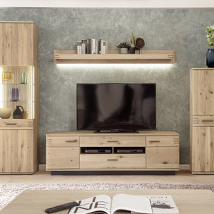 TV-Wohnwand Nr. 4 Eiche bianco teilmassiv 350 cm Sevilla - Empinio24 - 