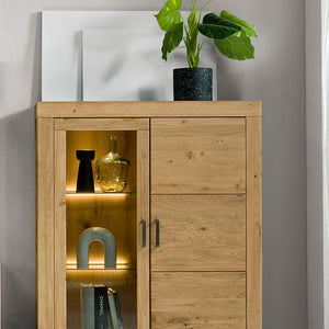 Vitrine mit 2 Türen 112 cm Eiche teilmassiv Andria - Empinio24 - 