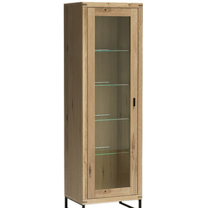 Vitrine schmal 1 - türig links Eiche bianco teilmassiv SERRA - Empinio24 - 