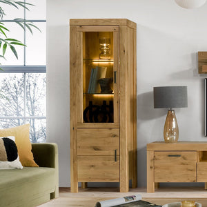 Vitrine schmal mit 2 Türen links Eiche teilmassiv Andria - Empinio24 - 