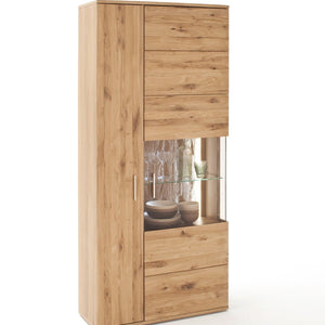 Vitrinenschrank Eiche Bianco teilmassiv 90 cm Santa Fe - Empinio24
