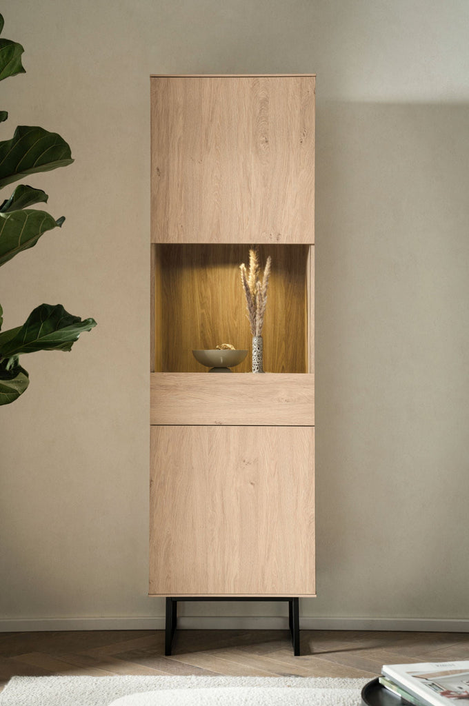 Vitrinenschrank Eiche hell 1 - türig 58 cm breit Como - Empinio24 - 