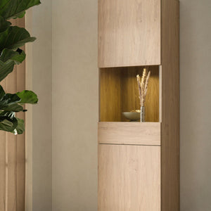 Vitrinenschrank Eiche hell 1 - türig 58 cm breit Como - Empinio24 - 