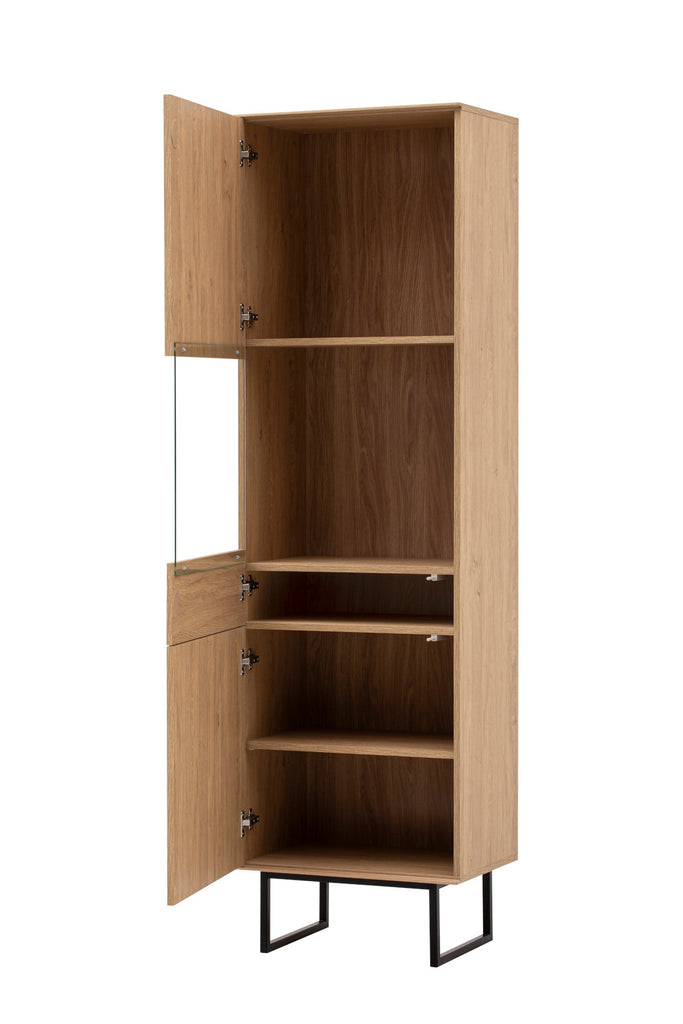 Vitrinenschrank Eiche hell 1 - türig 58 cm breit Como - Empinio24 - 