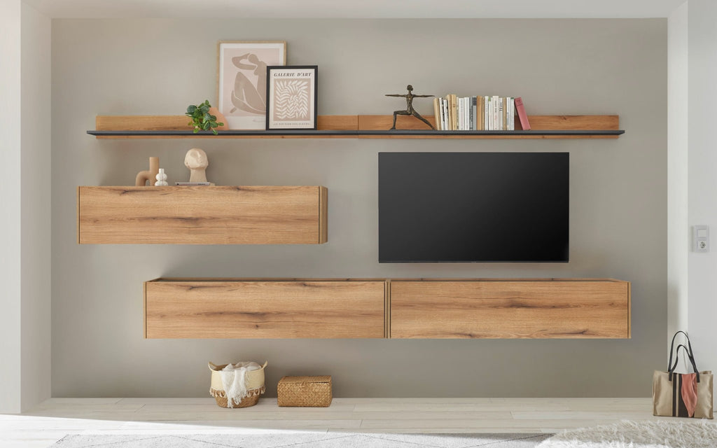 Wohnwand Eiche 340 cm 5 - teilig Nr 12 Boston - Empinio24 - 