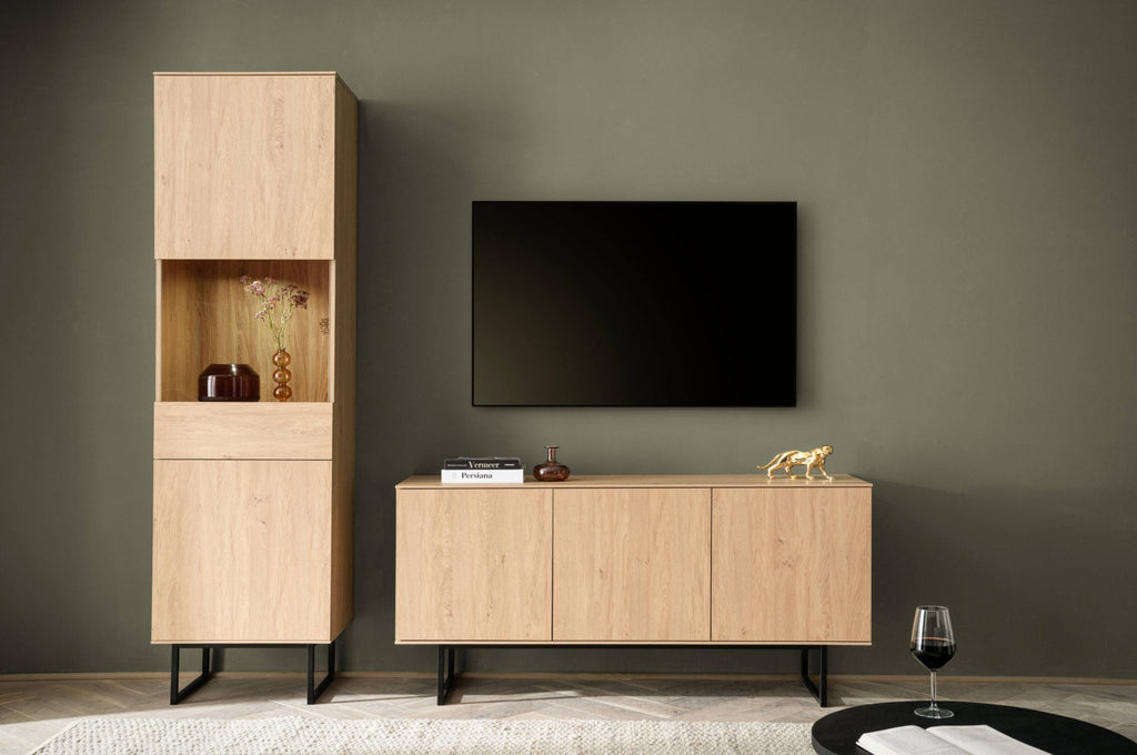 Wohnwand Eiche hell 2 - teilig 223 cm Set - 4 Como - Empinio24 - 