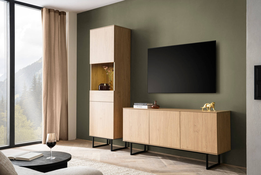 Wohnwand Eiche hell 2 - teilig 223 cm Set - 4 Como - Empinio24 - 