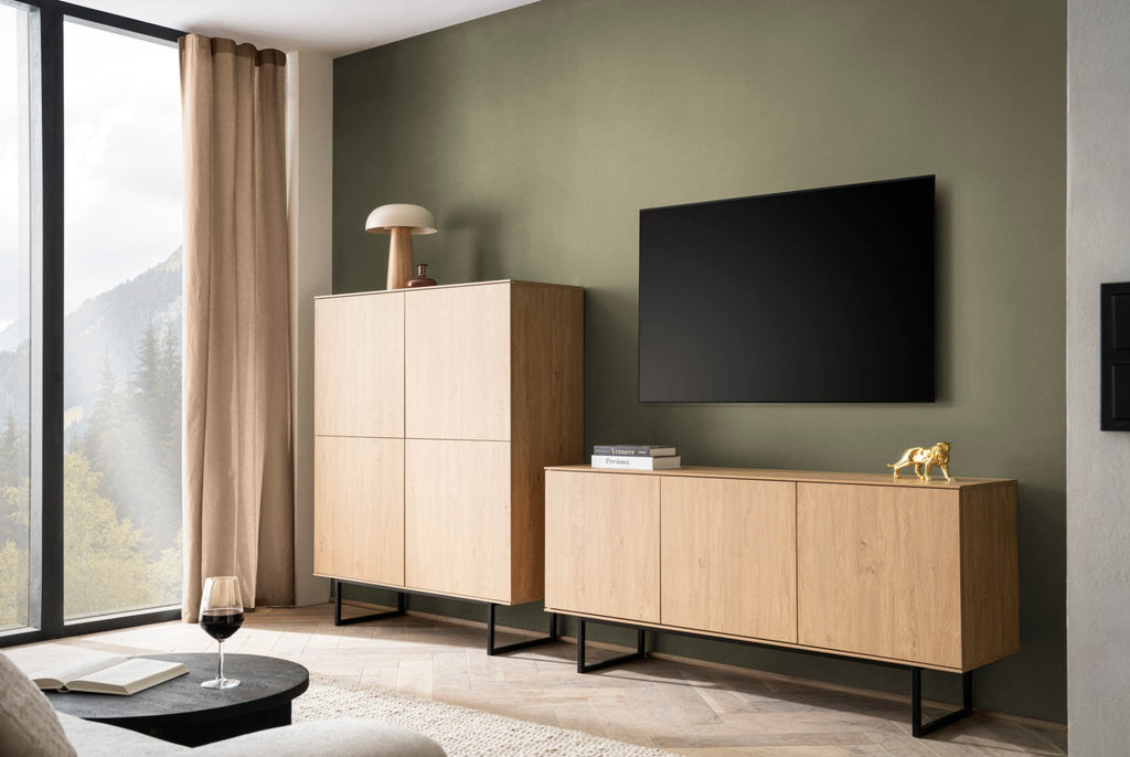 Wohnwand Eiche hell 2 - teilig 280 cm Set - 3 Como - Empinio24 - 