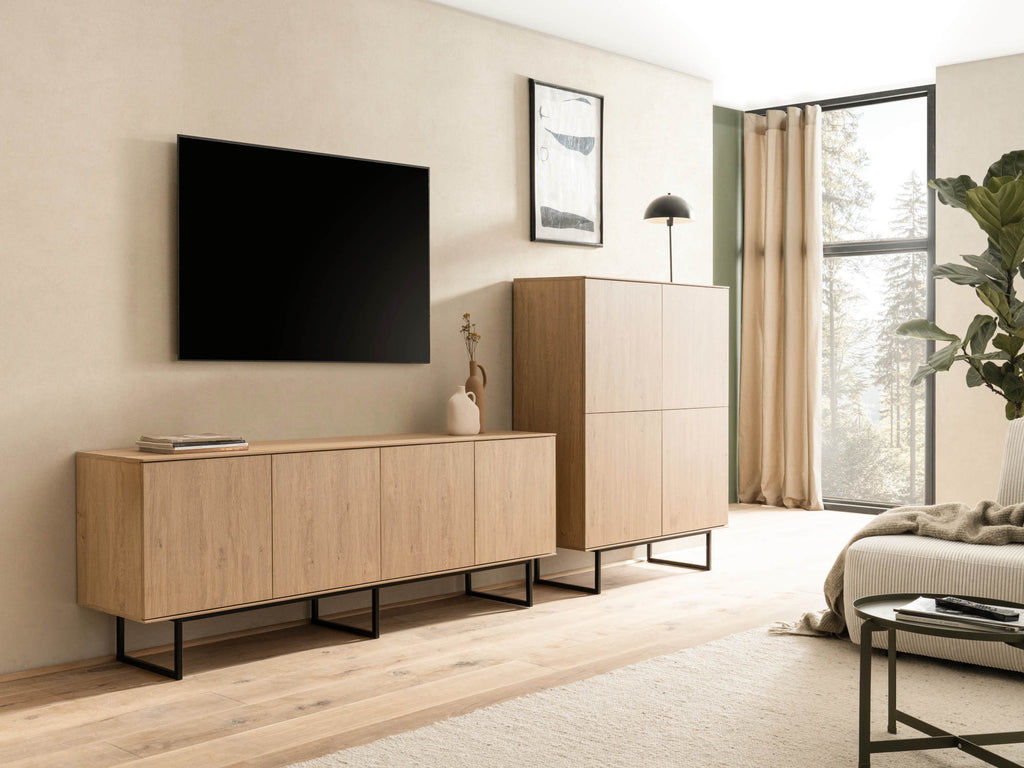 Wohnwand Eiche hell 2 - teilig 330 cm Set - 5 Como - Empinio24 - 