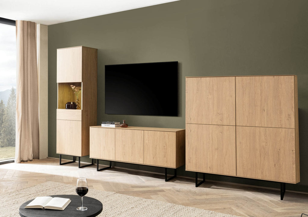 Wohnwand Eiche hell 3 - teilig 353 cm Set - 6 Como - Empinio24 - 