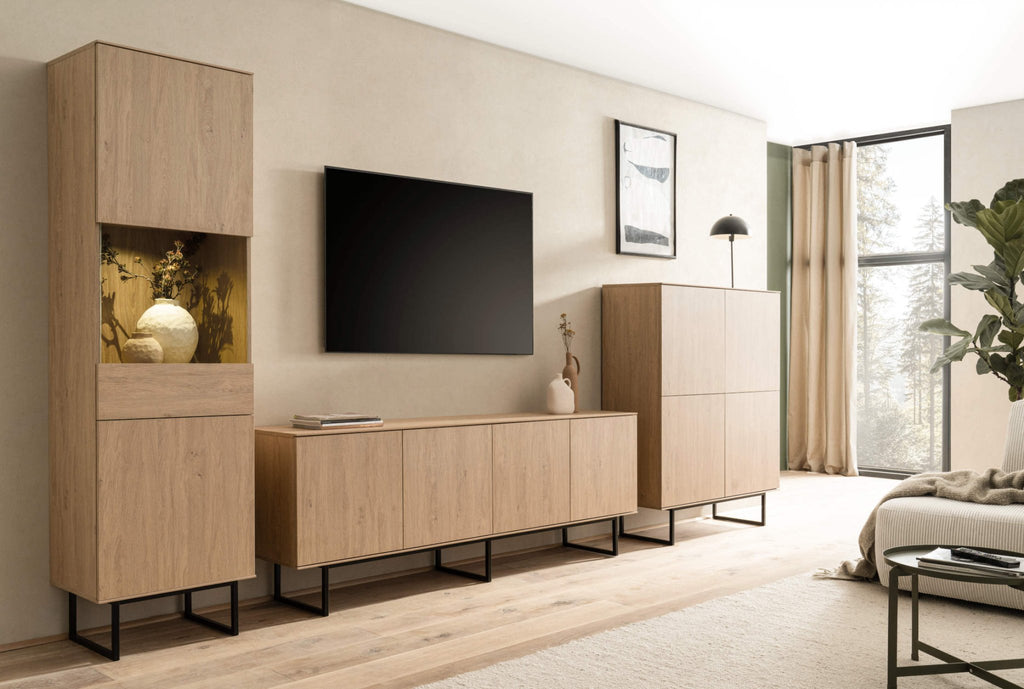 Wohnwand Eiche hell 3 - teilig 403 cm Set - 2 Como - Empinio24 - 