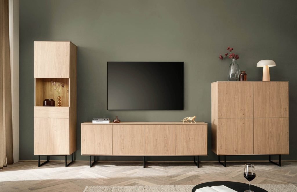 Wohnwand Eiche hell 3 - teilig 403 cm Set - 2 Como - Empinio24 - 