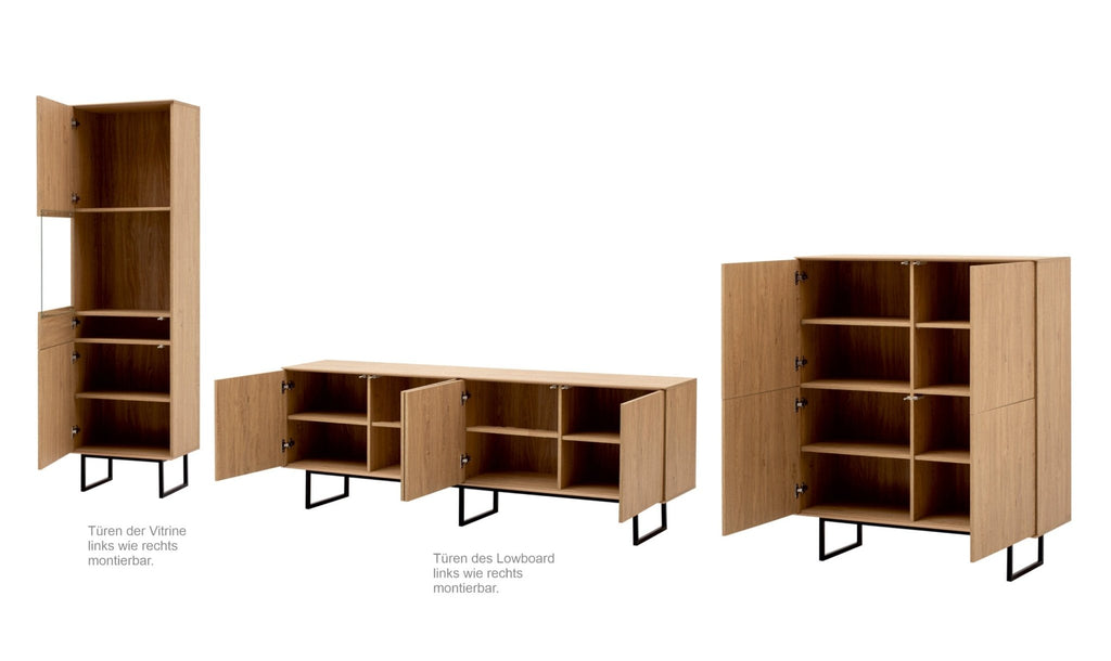 Wohnwand Eiche hell 3 - teilig 403 cm Set - 2 Como - Empinio24 - 