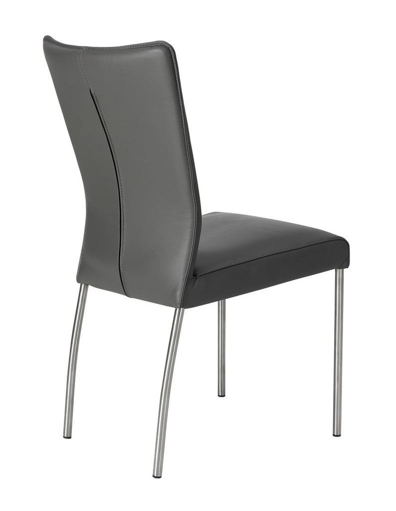 Esszimmerstuhl aus Leder Farbe wählbar Beine aus Edelstahl LENARD