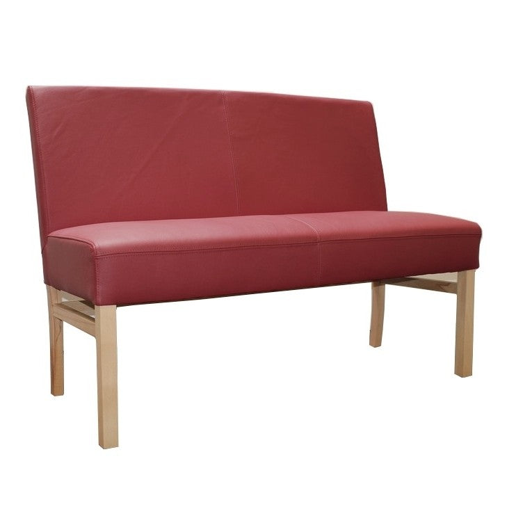 Sitzbank aus Leder 140 cm Beine aus Buche oder Eiche Farben wählbar SOPHIE