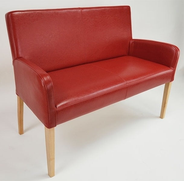 Sitzbank aus Leder 123 cm Beine aus Buche oder Eiche Farben wählbar ALFO