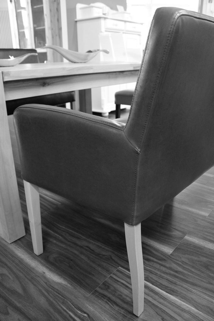 Sitzbank aus Leder 143 cm Beine aus Buche oder Eiche Farben wählbar ALFO