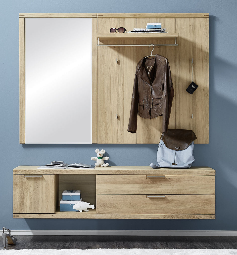 Garderoben-Spiegel aus Eiche massiv Bianco 70 cm breit