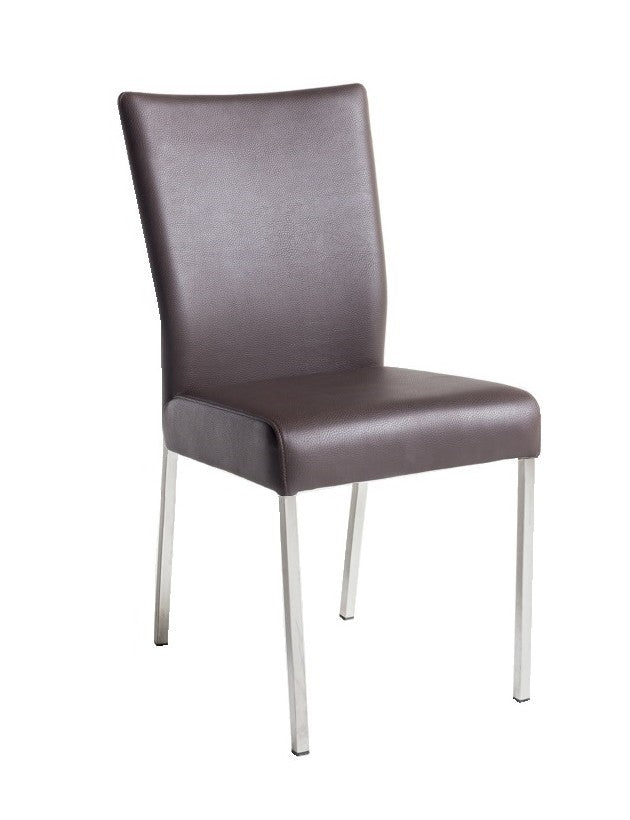 Esszimmerstuhl aus Leder Farbe wählbar Beine aus Edelstahl QIARA