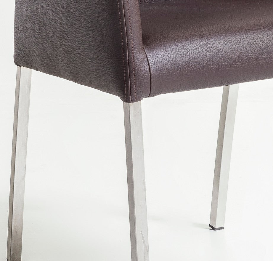 Armlehnstuhl aus Leder Farbe wählbar Beine aus Edelstahl QIARA