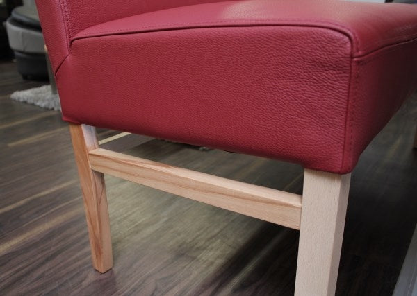 Sitzbank aus Leder 90 cm Beine aus Buche oder Eiche Farben wählbar SOPHIE