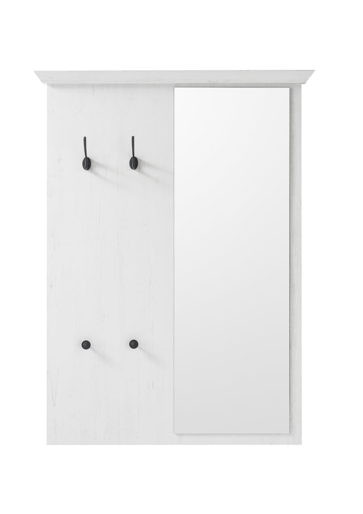 Garderobenpaneel mit Spiegel 105x140 cm weiß Pinie WALES